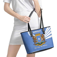 Somalia Leather Tote Bag with Coat of Arms One Star One Nation Blue White Spirit