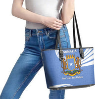 Somalia Leather Tote Bag with Coat of Arms One Star One Nation Blue White Spirit