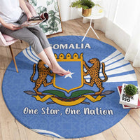 Somalia Round Carpet with Coat of Arms One Star One Nation Blue White Spirit