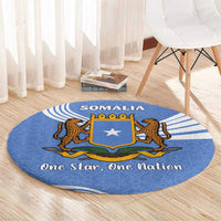 Somalia Round Carpet with Coat of Arms One Star One Nation Blue White Spirit