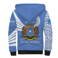 Somalia Sherpa Hoodie with Coat of Arms One Star One Nation Blue White Spirit