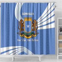 Somalia Shower Curtain with Coat of Arms One Star One Nation Blue White Spirit
