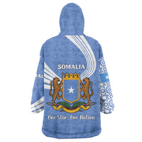 Somalia Wearable Blanket Hoodie with Coat of Arms One Star One Nation Blue White Spirit