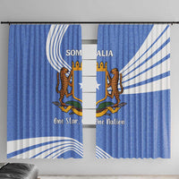 Somalia Window Curtain with Coat of Arms One Star One Nation Blue White Spirit