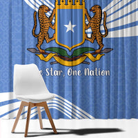 Somalia Window Curtain with Coat of Arms One Star One Nation Blue White Spirit