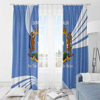 Somalia Window Curtain with Coat of Arms One Star One Nation Blue White Spirit
