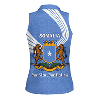 Somalia Women Sleeveless Polo Shirt with Coat of Arms One Star One Nation Blue White Spirit