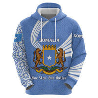 Somalia Zip Hoodie with Coat of Arms One Star One Nation Blue White Spirit