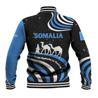Somalia Baseball Jacket with From Nomads to Nation Camel Galaxy Flag Spirit