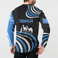 Somalia Button Sweatshirt with From Nomads to Nation Camel Galaxy Flag Spirit
