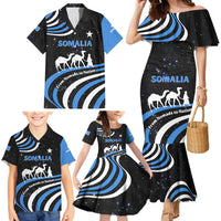 Somalia Family Matching Mermaid Dress and Hawaiian Shirt with From Nomads to Nation Camel Galaxy Flag Spirit