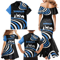 Somalia Family Matching Mermaid Dress and Hawaiian Shirt with From Nomads to Nation Camel Galaxy Flag Spirit