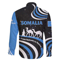 Somalia Family Matching Off Shoulder Maxi Dress and Hawaiian Shirt with From Nomads to Nation Camel Galaxy Flag Spirit