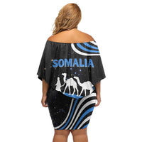 Somalia Family Matching Off Shoulder Short Dress and Hawaiian Shirt with From Nomads to Nation Camel Galaxy Flag Spirit