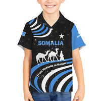 Somalia Family Matching Off Shoulder Short Dress and Hawaiian Shirt with From Nomads to Nation Camel Galaxy Flag Spirit