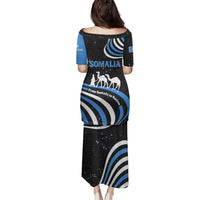 Somalia Family Matching Puletasi and Hawaiian Shirt with From Nomads to Nation Camel Galaxy Flag Spirit