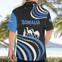 Somalia Hawaiian Shirt with From Nomads to Nation Camel Galaxy Flag Spirit