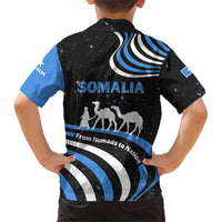 Somalia Kid Hawaiian Shirt with From Nomads to Nation Camel Galaxy Flag Spirit