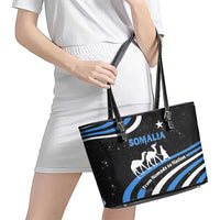 Somalia Leather Tote Bag with From Nomads to Nation Camel Galaxy Flag Spirit