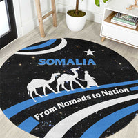 Somalia Round Carpet with From Nomads to Nation Camel Galaxy Flag Spirit