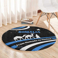 Somalia Round Carpet with From Nomads to Nation Camel Galaxy Flag Spirit