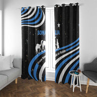 Somalia Window Curtain with From Nomads to Nation Camel Galaxy Flag Spirit