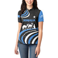 Somalia Women Polo Shirt with From Nomads to Nation Camel Galaxy Flag Spirit