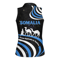 Somalia Women Sleeveless Polo Shirt with From Nomads to Nation Camel Galaxy Flag Spirit