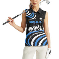 Somalia Women Sleeveless Polo Shirt with From Nomads to Nation Camel Galaxy Flag Spirit