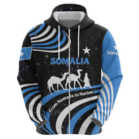 Somalia Zip Hoodie with From Nomads to Nation Camel Galaxy Flag Spirit