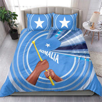Somalia Bedding Set with Raised Fist Flag Blue Unity Wave Spirit