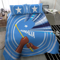 Somalia Bedding Set with Raised Fist Flag Blue Unity Wave Spirit