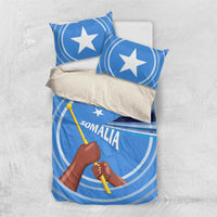 Somalia Bedding Set with Raised Fist Flag Blue Unity Wave Spirit