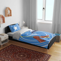 Somalia Bedding Set with Raised Fist Flag Blue Unity Wave Spirit