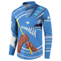 Somalia Button Sweatshirt with Raised Fist Flag Blue Unity Wave Spirit