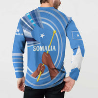 Somalia Button Sweatshirt with Raised Fist Flag Blue Unity Wave Spirit