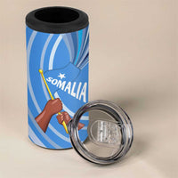 Somalia 4 in 1 Can Cooler Tumbler with Raised Fist Flag Blue Unity Wave Spirit