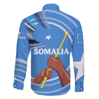 Somalia Family Matching Long Sleeve Bodycon Dress and Hawaiian Shirt with Raised Fist Flag Blue Unity Wave Spirit