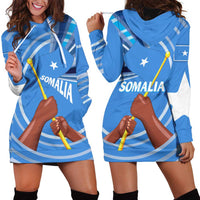 Somalia Hoodie Dress with Raised Fist Flag Blue Unity Wave Spirit