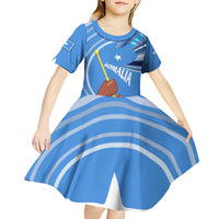 Somalia Kid Short Sleeve Dress with Raised Fist Flag Blue Unity Wave Spirit