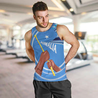 Somalia Men Tank Top with Raised Fist Flag Blue Unity Wave Spirit