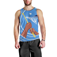 Somalia Men Tank Top with Raised Fist Flag Blue Unity Wave Spirit