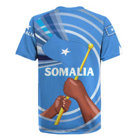 Somalia Rugby Jersey with Raised Fist Flag Blue Unity Wave Spirit