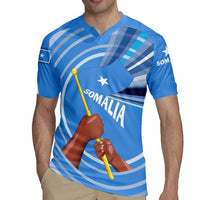 Somalia Rugby Jersey with Raised Fist Flag Blue Unity Wave Spirit