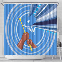 Somalia Shower Curtain with Raised Fist Flag Blue Unity Wave Spirit