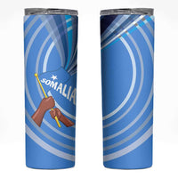 Somalia Skinny Tumbler with Raised Fist Flag Blue Unity Wave Spirit
