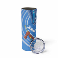 Somalia Skinny Tumbler with Raised Fist Flag Blue Unity Wave Spirit