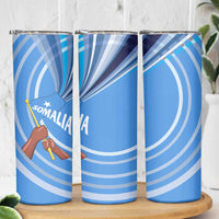 Somalia Skinny Tumbler with Raised Fist Flag Blue Unity Wave Spirit