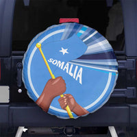 Somalia Spare Tire Cover with Raised Fist Flag Blue Unity Wave Spirit