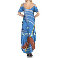 Somalia Summer Maxi Dress with Raised Fist Flag Blue Unity Wave Spirit